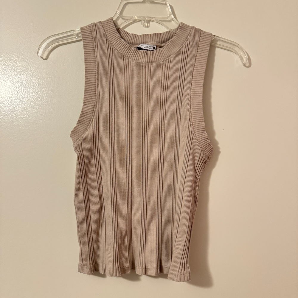 Zara Beige Ribbed Tank Top